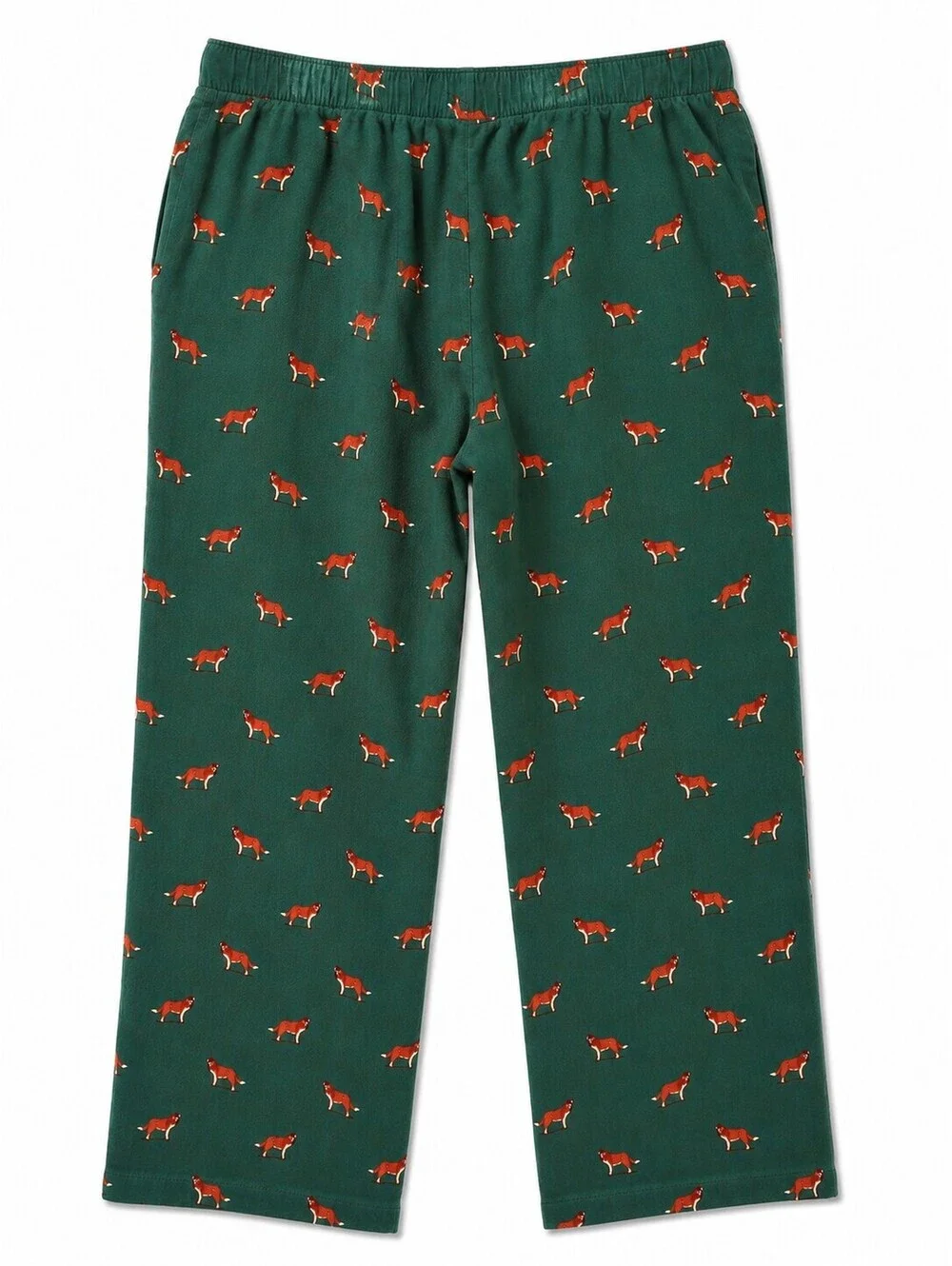 J.Crew Fox Print Pajama Pants Green Cotton Lounge Sleepwear XL Cabincore
